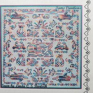 Blackwork Needleworking Aquarium Pattern by Tams Creations Fish Whale Dolphin VT